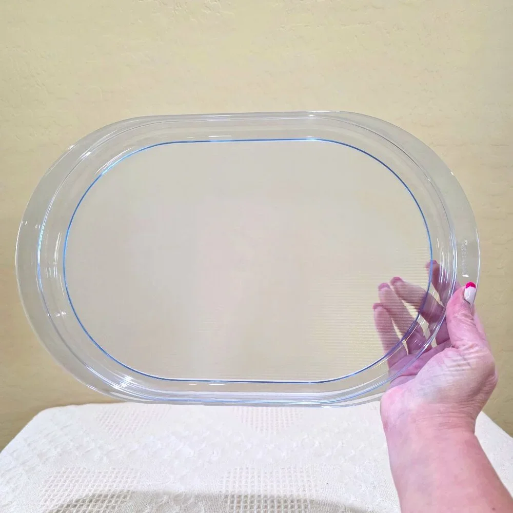 Authentic Tupperware Preludio Transparent Blue Acrylic Oval Serving Vanity Tray